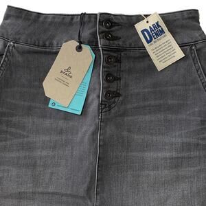 NEW prana Stretch Denim Jean Aubrey High Waist Gray Knee Length Skirt Size 0